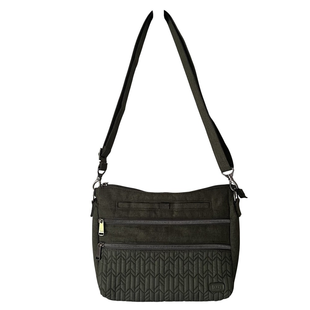 Lug Slider Crossbody Bag Olive Green Organizer Travel Purse‎ Quilted